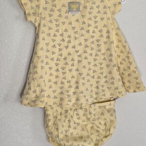 Organic Cotton 6-9m Burt's Bees Baby Yellow Bee-Print Dress & Bloomers